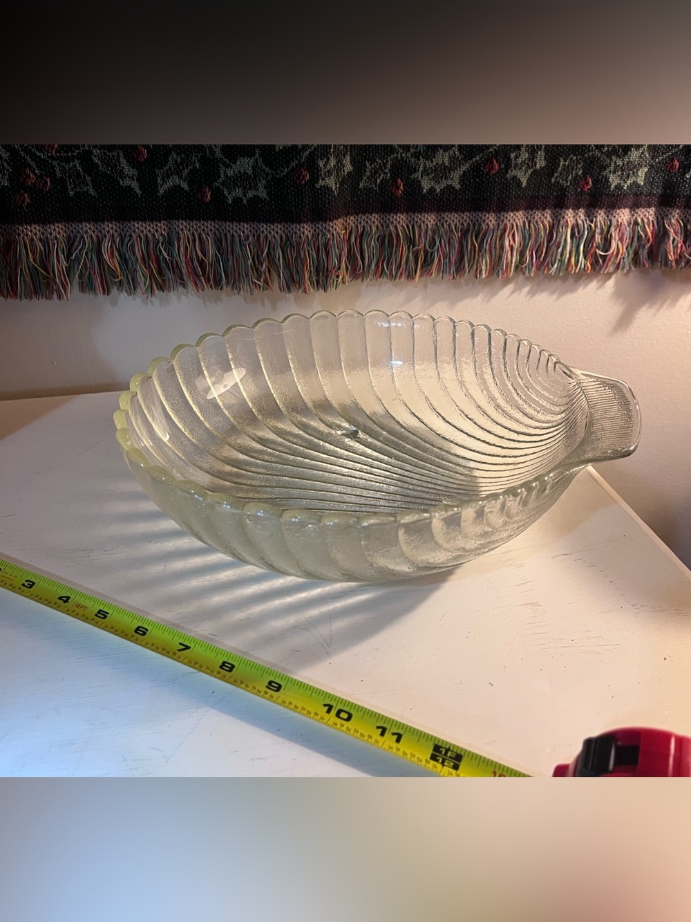 Clear Textured Shell style serving bowl with feet